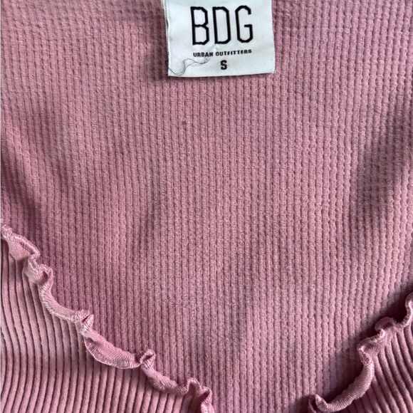BDG Urban Outfitters Mauve Ribbed V-Neck long sleeve Top size S - Picture 3 of 3